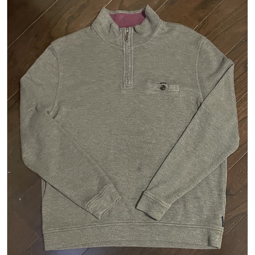 Ted Baker Valerio Pullover Mens 5 Gray 1/4 Zip Wool Blend Mock Neck Old Money